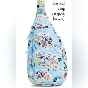 Vera Bradley Essential Sling Backpack in Cotton ✨ Beach Treasures | large size